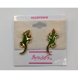 Sprockets Mervyn's Vintage Green Gecko Red Sunglasses Enamel Earrings NWT